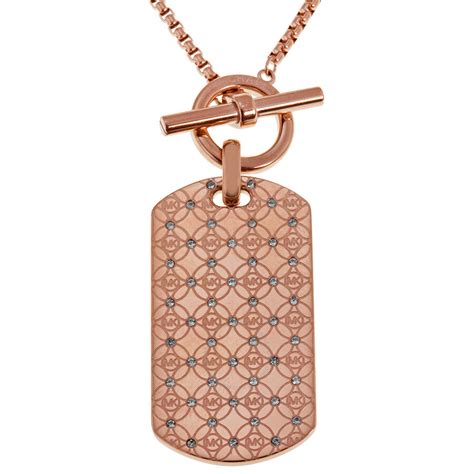 Michael Kors Logo Dog Tag Pendant Necklace 